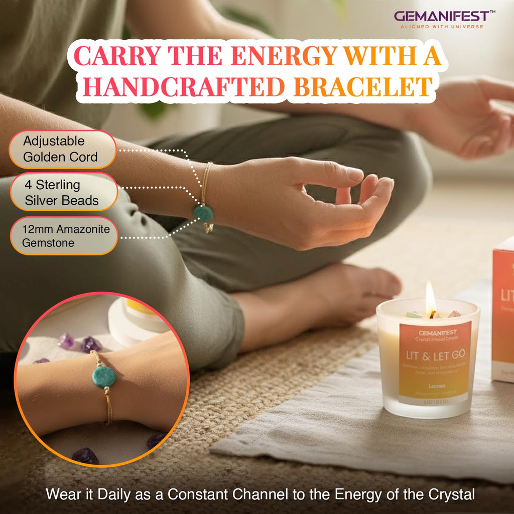 Money Manifestation Candle with Pyrite Bracelet for Wealth Prosperity and Success Pumpkin Spice Soy Candles for Office Home Scented Prosperity Crystal Candle Gifts for Men Women