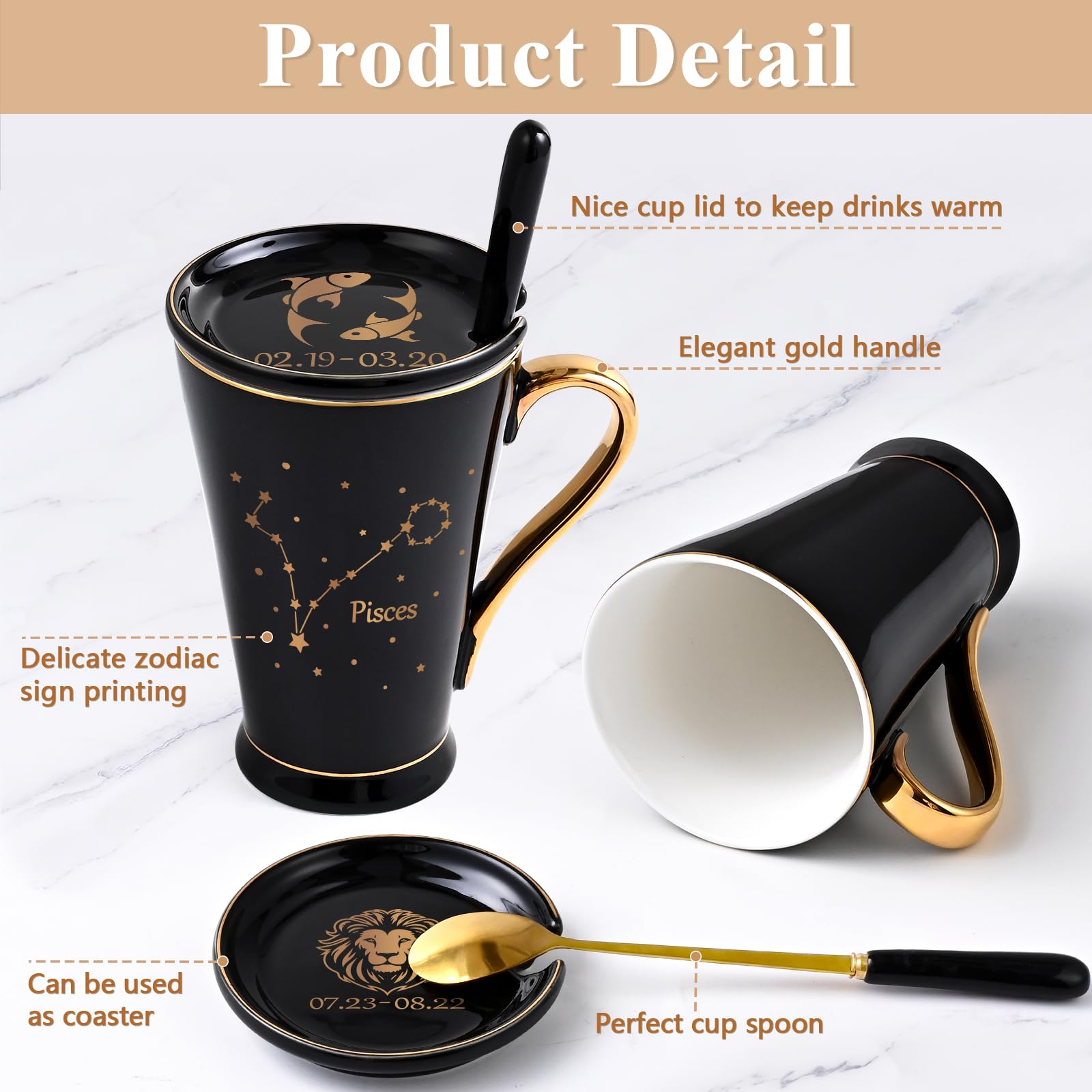 Maustic Aries Gifts for Women Men, March April Birthday Gifts, Zodiac Sign Gift, Astrology Horoscope Constellation Gift for Best Friend, Astrology Lover, Aries Coffee Mug, 12 Oz