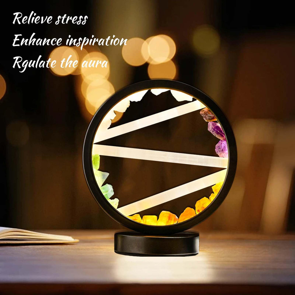 Runyangshi Amethyst Night Lamp 8.6" Natural Healing Crystal Bedside Lamp USB Port 3 Colours Dimming Mode Bedroom Lamp Suitable Night Light for Living Room Bedroom Office Home Decor Ideal Gift