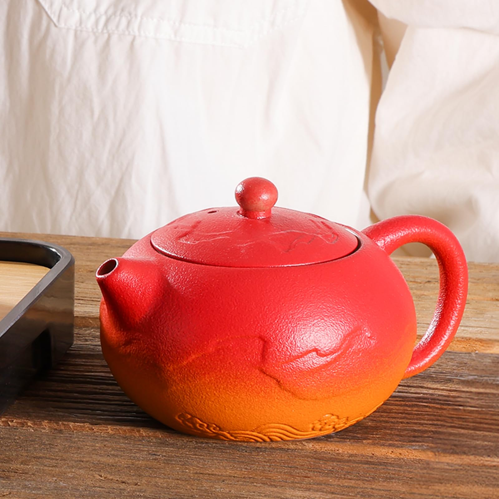 LURRIER Gongfu tea sets, Portable Ceramic TeaSet, Asian Tea sets for adult, Tea Gift sets, Grey leather case, Portable Travel Bag,Home,Gifting,Outdoor and Office(Black)