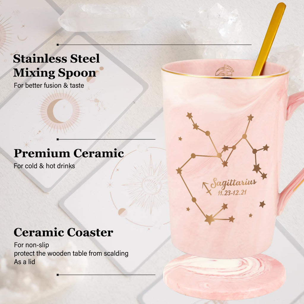 YHRJWN Pisces Gifts for Women, Pisces Constellation Mug, February March Birthdays Gifts for Women Horoscope Astrology Lovers, Pisces Zodiac Sign gifts for Women Girls, 14 Oz Pink with Gift Box