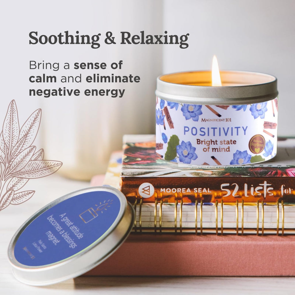 Magnificent 101 Long-Lasting Home Blessing - Love & Laughter Aromatherapy Smudge Candle - 6 Oz - 35-Hour Burn - Soy Wax, Sage, Bergamot & Sandalwood - Meditation & Manifestation - Sage Candle