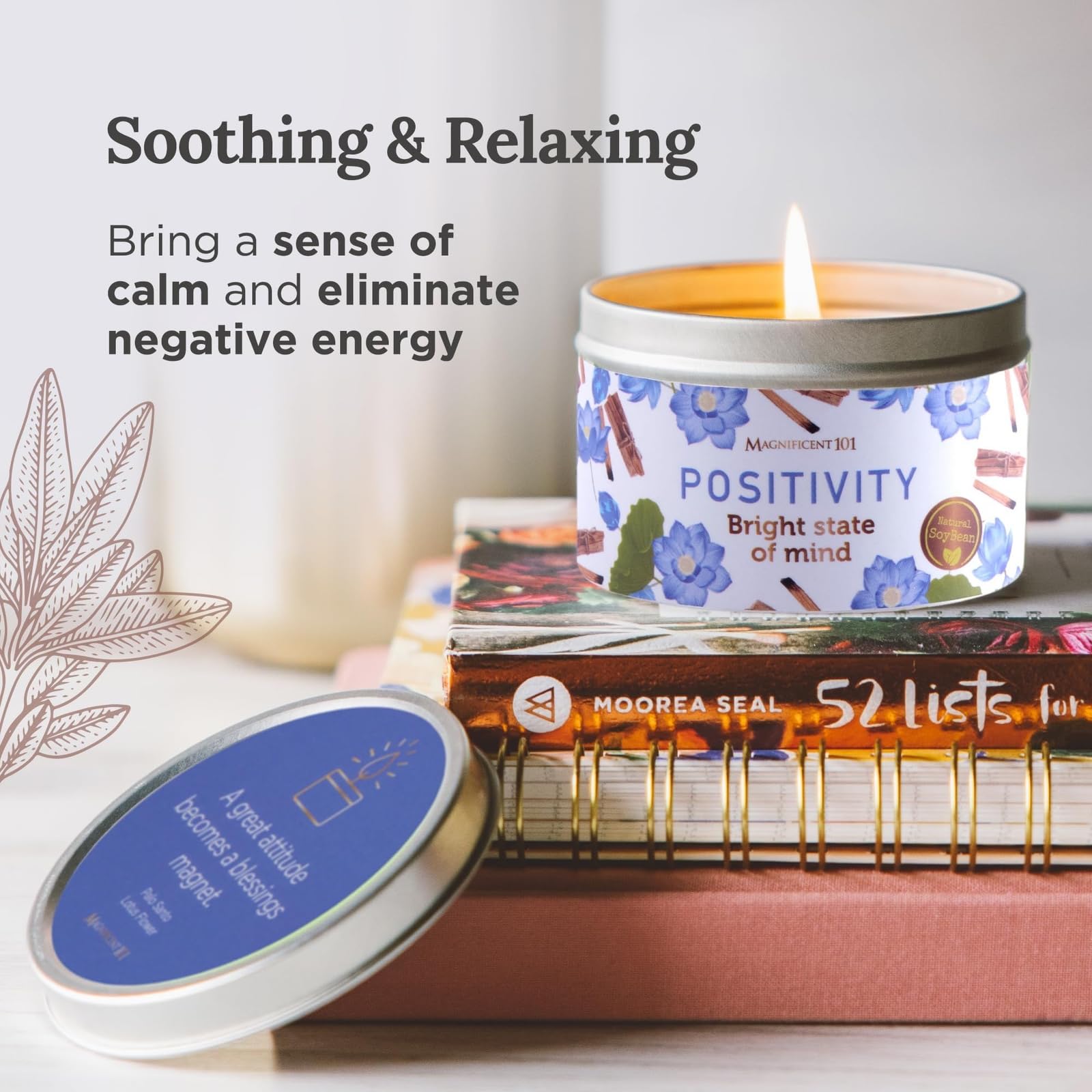 Magnificent 101 Long-Lasting Home Blessing - Love & Laughter Aromatherapy Smudge Candle - 6 Oz - 35-Hour Burn - Soy Wax, Sage, Bergamot & Sandalwood - Meditation & Manifestation - Sage Candle
