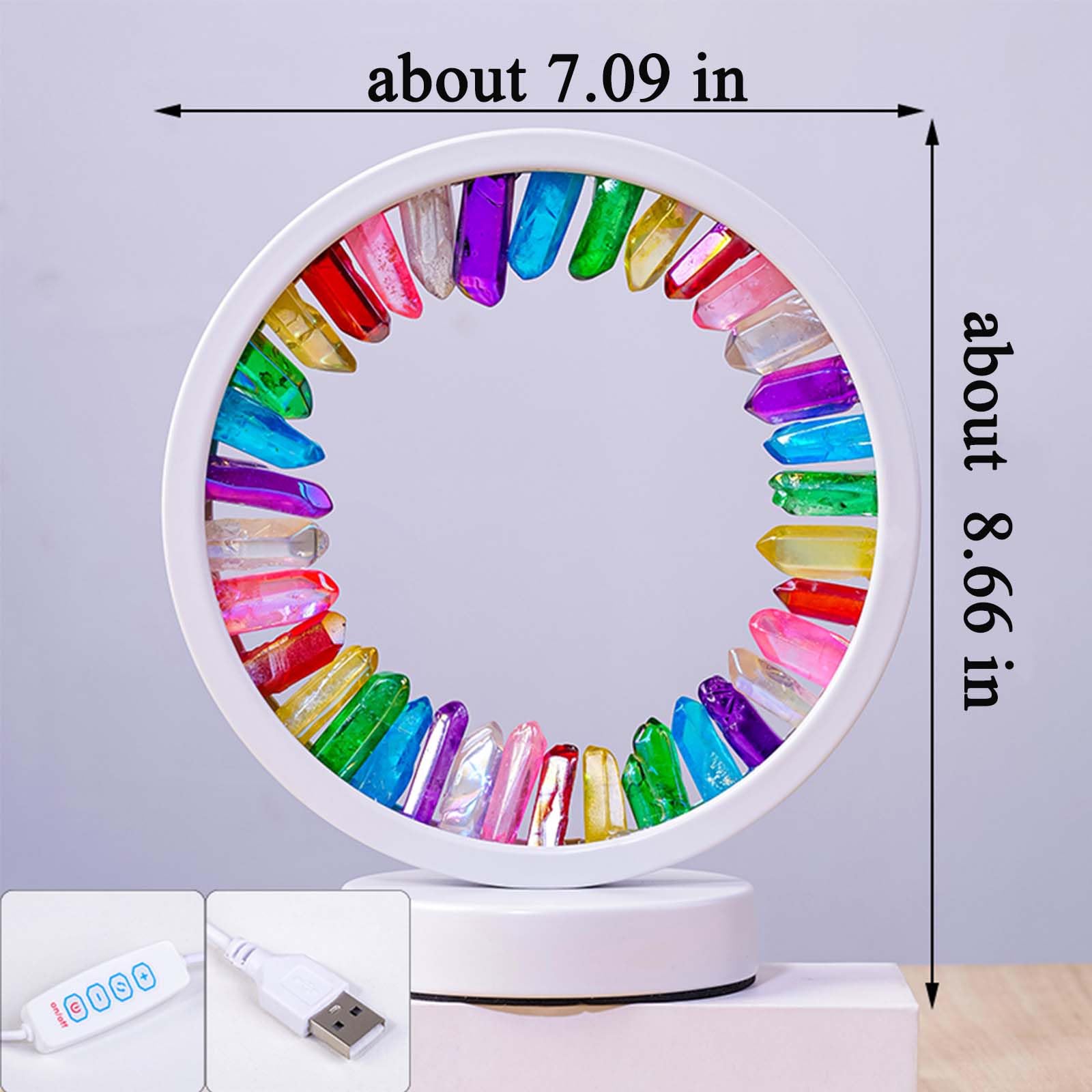Runyangshi Amethyst Night Lamp 8.6" Natural Healing Crystal Bedside Lamp USB Port 3 Colours Dimming Mode Bedroom Lamp Suitable Night Light for Living Room Bedroom Office Home Decor Ideal Gift