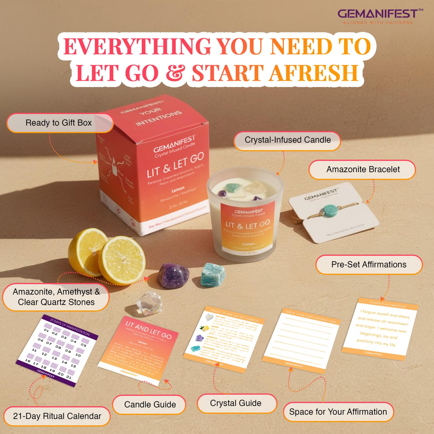 Money Manifestation Candle with Pyrite Bracelet for Wealth Prosperity and Success Pumpkin Spice Soy Candles for Office Home Scented Prosperity Crystal Candle Gifts for Men Women