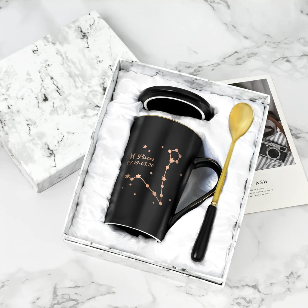YHRJWN Pisces Gifts for Women, Pisces Constellation Mug, February March Birthdays Gifts for Women Horoscope Astrology Lovers, Pisces Zodiac Sign gifts for Women Girls, 14 Oz Pink with Gift Box