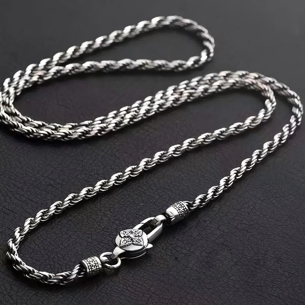 Italian Sterling Silver S925 Retro Chain Necklace for Men, Vintage Style Jewelry Gift