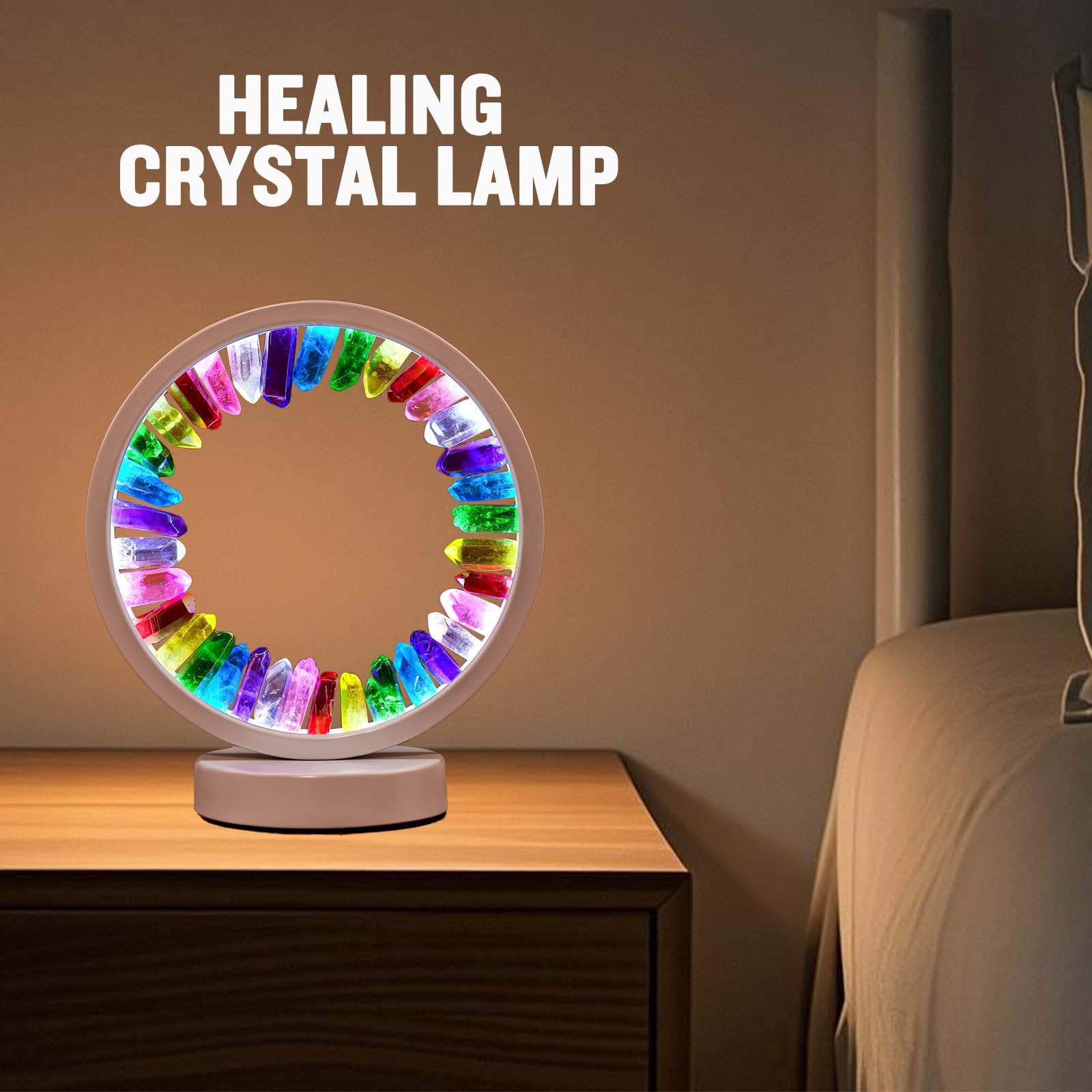 Runyangshi Amethyst Night Lamp 8.6" Natural Healing Crystal Bedside Lamp USB Port 3 Colours Dimming Mode Bedroom Lamp Suitable Night Light for Living Room Bedroom Office Home Decor Ideal Gift