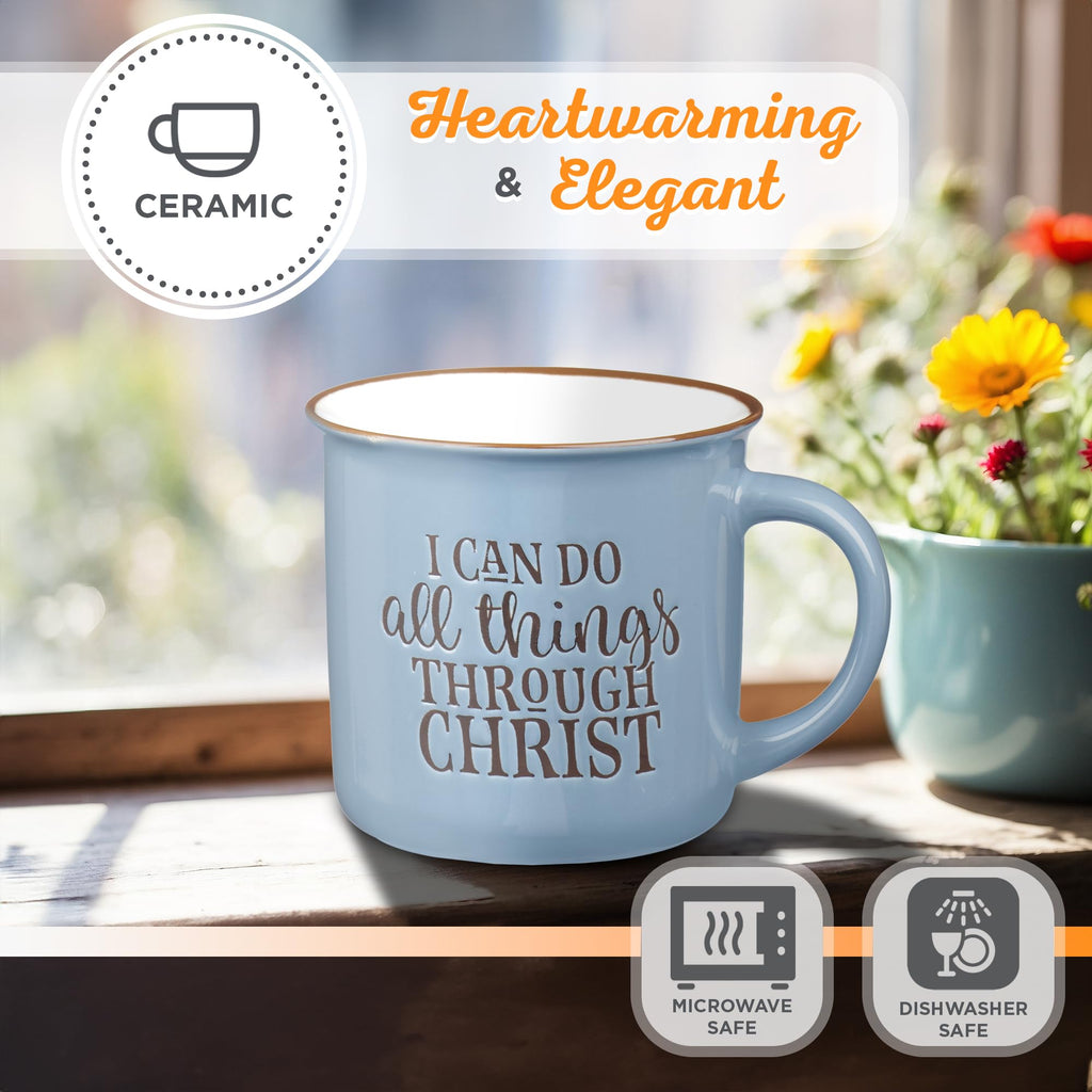Christian Art Gifts Lavender Camp Style Ceramic Coffee Mug – 13 oz. Microwave & Dishwasher Safe Inspirational Scripture Coffee & Tea Mug for Women with Bible Verse: Let Your Light Shine – Matthew 5:16