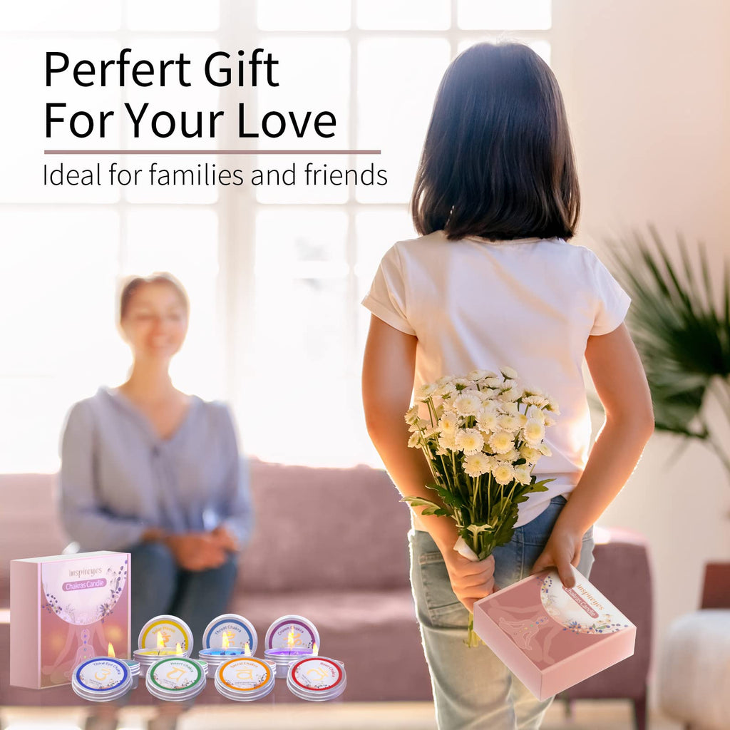 Inspireyes Scented Candles Set with Crystal, 3 Wick Candle 19 oz Soy Wax Aromatherapy Meditation Candles, Large Manifestation Candle with Large Energy Stones, Birthday Gifts for Women