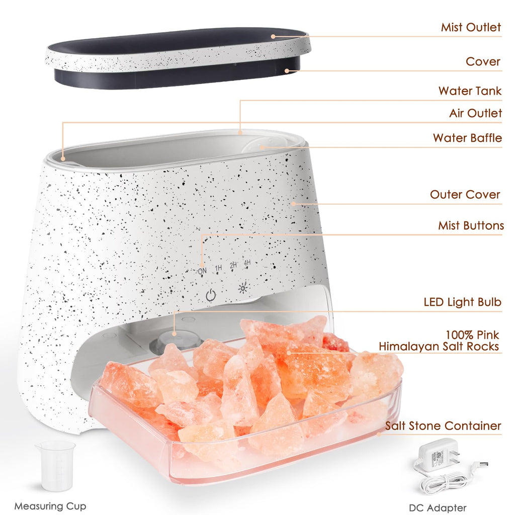 SALKING 2-in-1 Himalayan Salt Lamp & Ultrasonic Essential Oil Diffuser, Aromatherapy Diffuser Cool Mist Humidifier, Salt Therapy Lamp, 100% Pure Himalayan Salt, Ambient Glow, 150ml (Hot Pink)