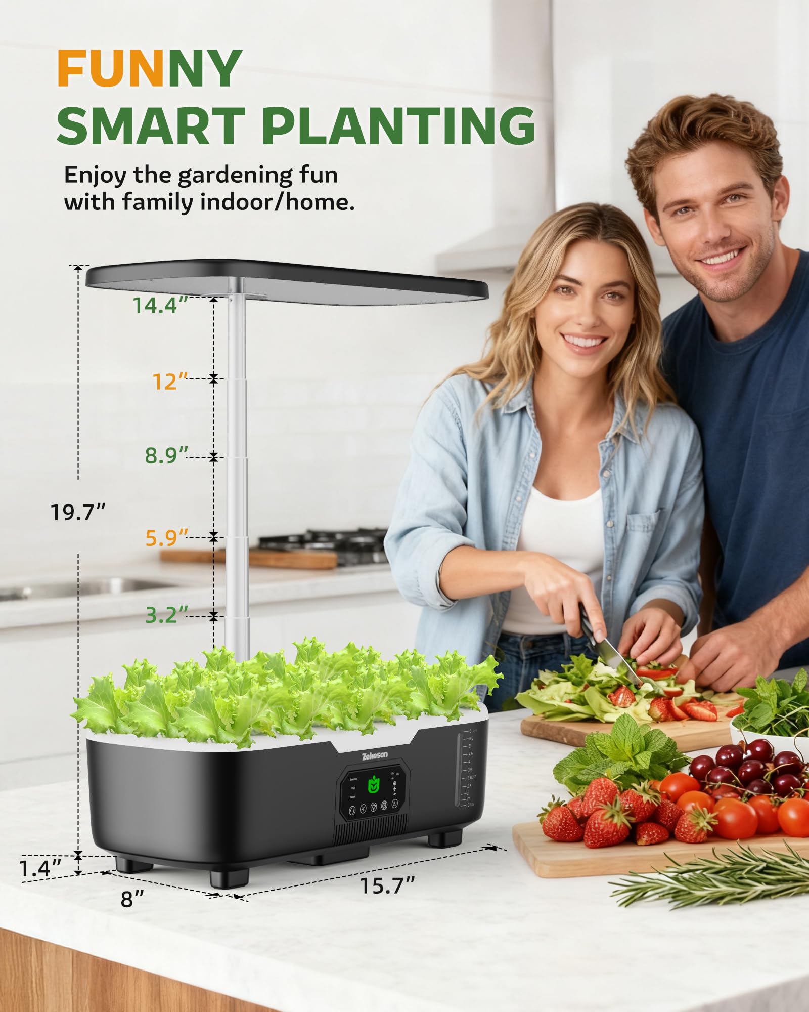 Misting Hydroponic Growing System Kit 15-Pods Indoor Smart Herb Garden Planter with LCD Touch Panel 6L Large Tank for Herb/Vegetables/Flowers/Fruits,Gardening Gifts for Women Men Beginners-White