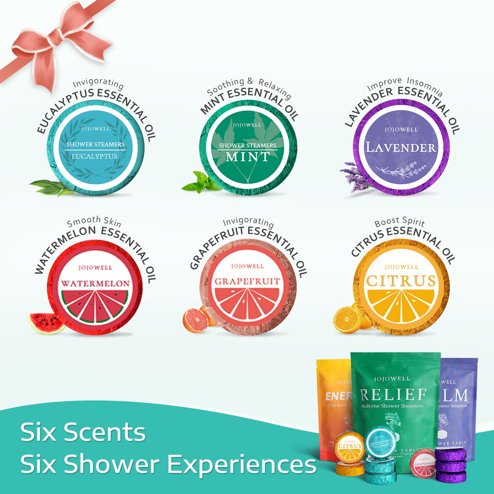 JoJowell Shower Steamers Aromatherapy - 18 Pack Birthday Gifts for Women Men, Mothers Day Gifts for Mom Wife Grandma from Daughter Son, Self Care with Natural Essential Oils Relaxation Home SPA