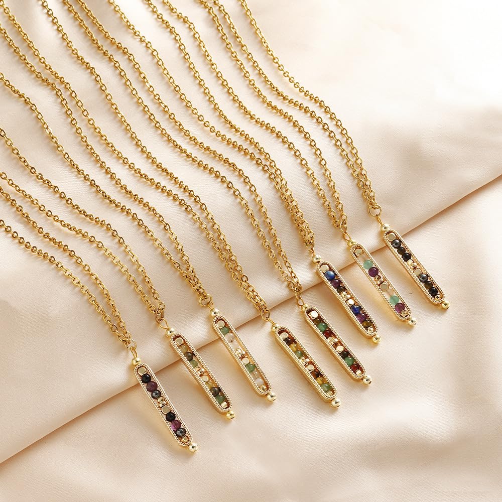 Ronglry Healing Crystals and Stones Necklace Spiritual Crystal Necklace for Women Men Anxiety Necklace Empath Protection New Beginnings Gifts Crystal Pendant Necklace Healing Crystals Jewelry