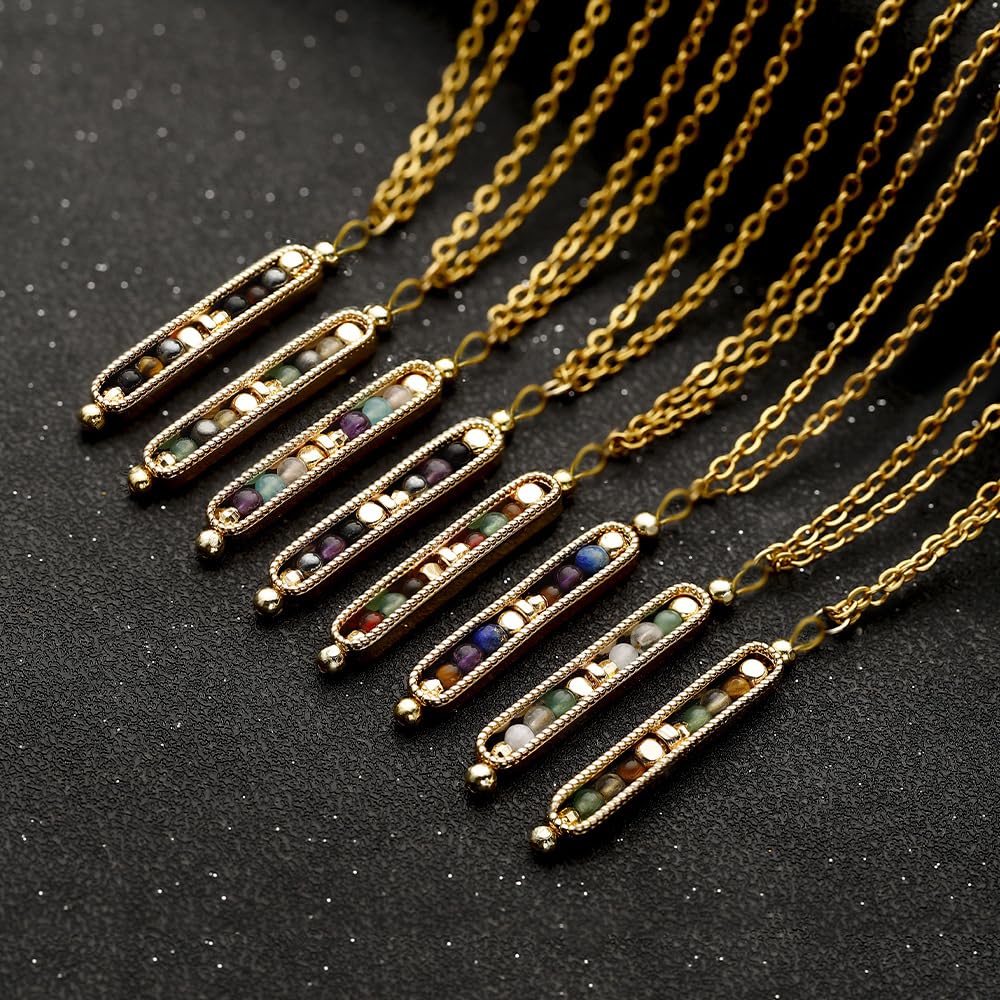 Ronglry Healing Crystals and Stones Necklace Spiritual Crystal Necklace for Women Men Anxiety Necklace Empath Protection New Beginnings Gifts Crystal Pendant Necklace Healing Crystals Jewelry