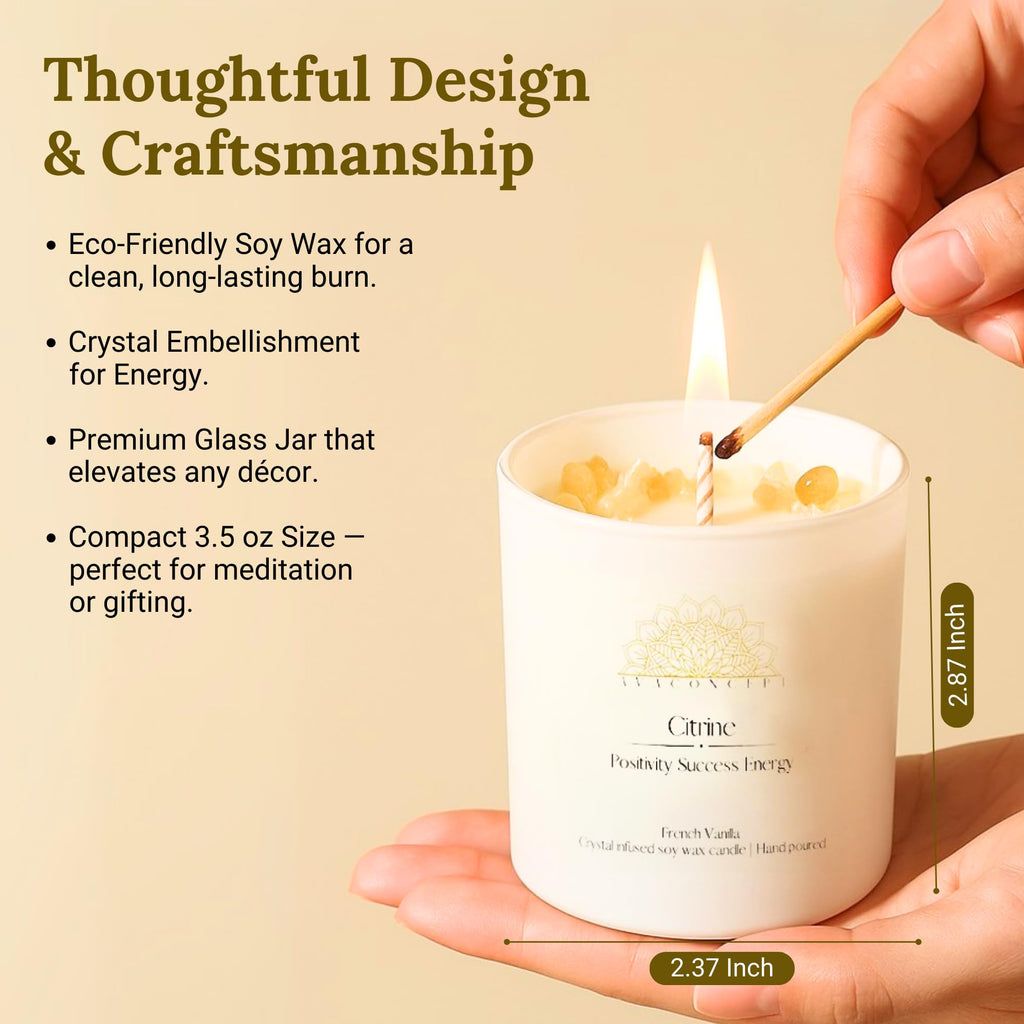 AVACONCEPT Crystal Infused Soy Wax Candle Gift Set Aromatherapy Scented Candles with Healing Crystals Natural Hand-Poured Luxury for Relaxation & Home Décor (Sunstone & Amethyst & Amazonite)