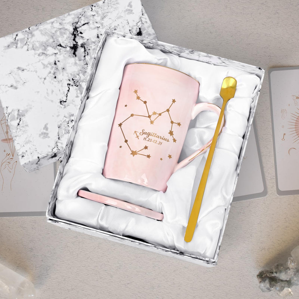 YHRJWN Pisces Gifts for Women, Pisces Constellation Mug, February March Birthdays Gifts for Women Horoscope Astrology Lovers, Pisces Zodiac Sign gifts for Women Girls, 14 Oz Pink with Gift Box