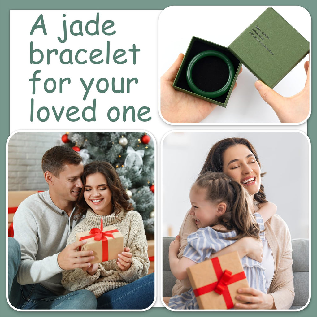 Landical 2.4'' Natural Jade Bracelet for Women Jade Bangle Bracelets with Box Good Luck Bangle Jewelry Gift for Mother