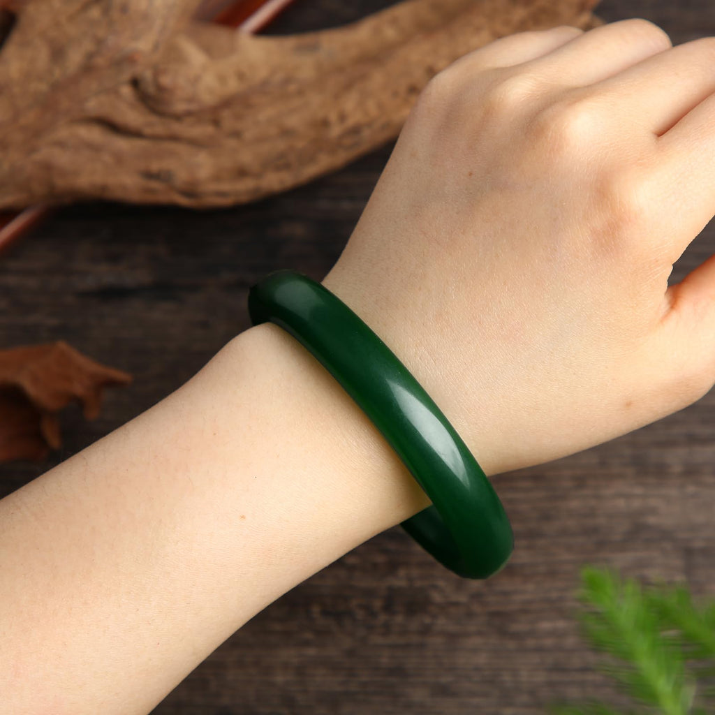 Landical 2.4'' Natural Jade Bracelet for Women Jade Bangle Bracelets with Box Good Luck Bangle Jewelry Gift for Mother
