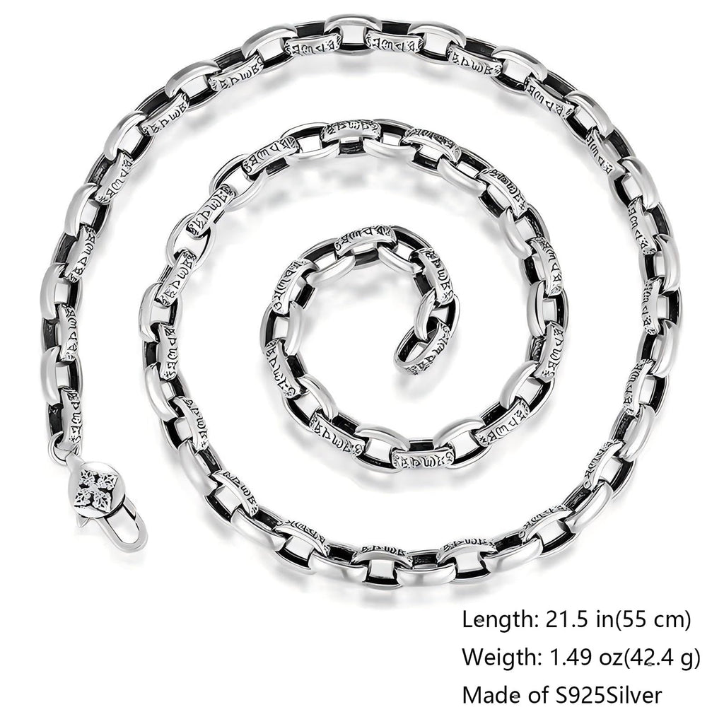 Italian Sterling Silver S925 Retro Chain Necklace for Men, Vintage Style Jewelry Gift
