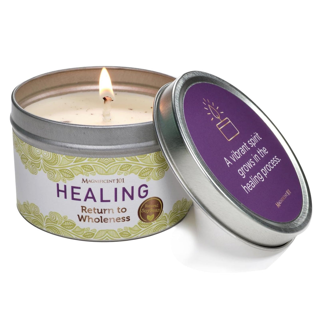 Magnificent 101 Long-Lasting Home Blessing - Love & Laughter Aromatherapy Smudge Candle - 6 Oz - 35-Hour Burn - Soy Wax, Sage, Bergamot & Sandalwood - Meditation & Manifestation - Sage Candle