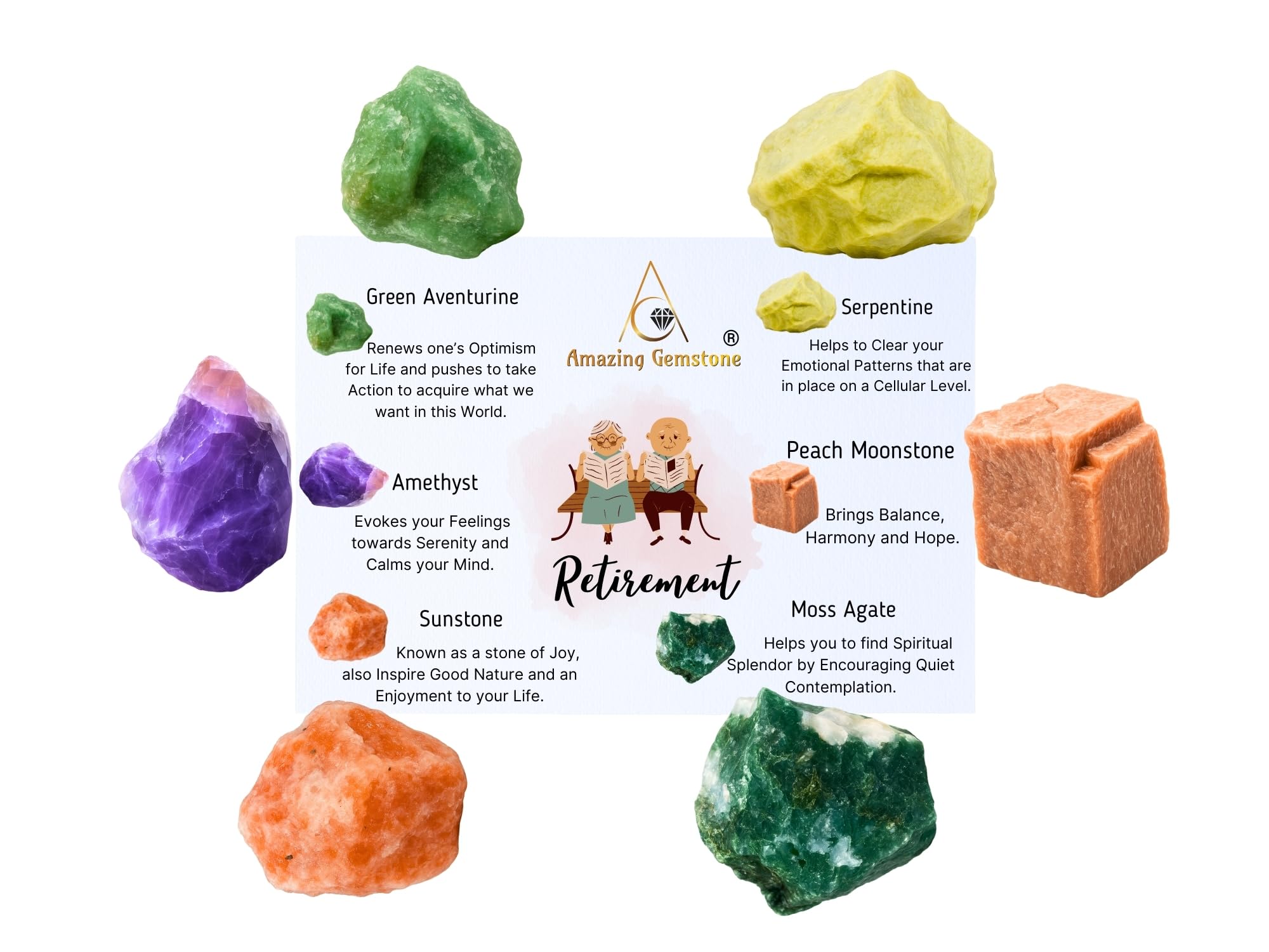 Amazing Gemstone Crystals for House Protection Manifestation, Set of 6 Amethyst, Scolecite, Shungite, Black Tourmaline, Selenite and Moss Agate Healing Crystals and Stones