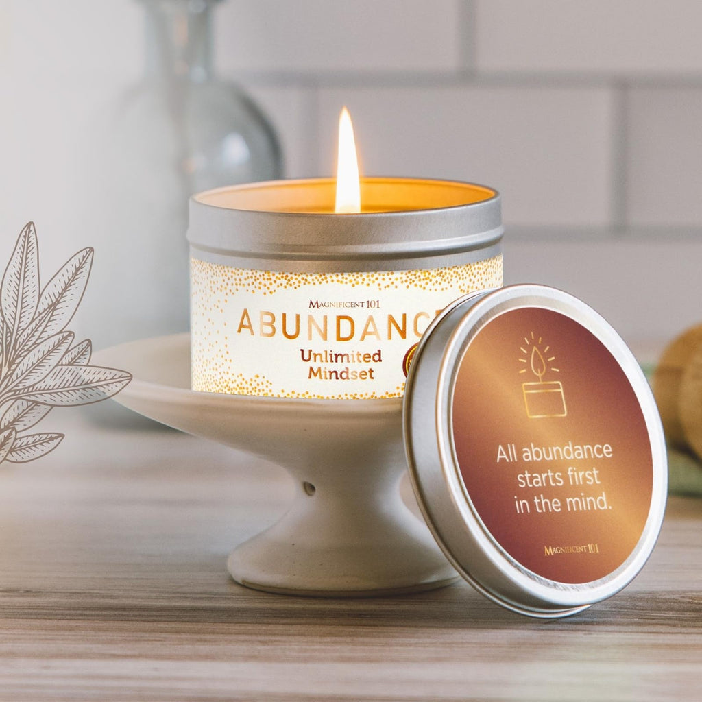 Magnificent 101 Long-Lasting Home Blessing - Love & Laughter Aromatherapy Smudge Candle - 6 Oz - 35-Hour Burn - Soy Wax, Sage, Bergamot & Sandalwood - Meditation & Manifestation - Sage Candle