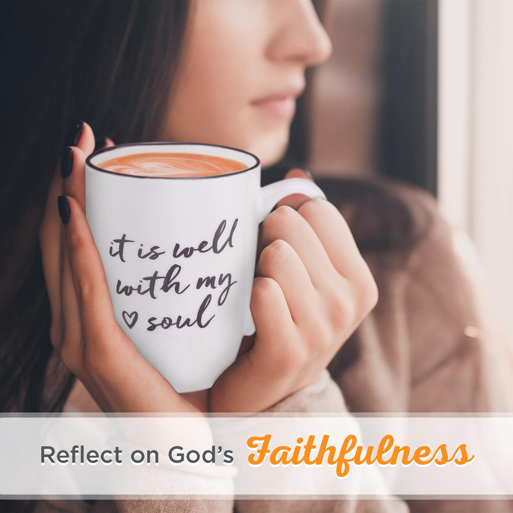 Christian Art Gifts Inspirational Ceramic Coffee & Tea Scripture Mug for Women: All Things are Possible Encouraging Bible Verse, Cute Microwave & Dishwasher Safe Drinkware, White & Pink Floral, 12 oz.