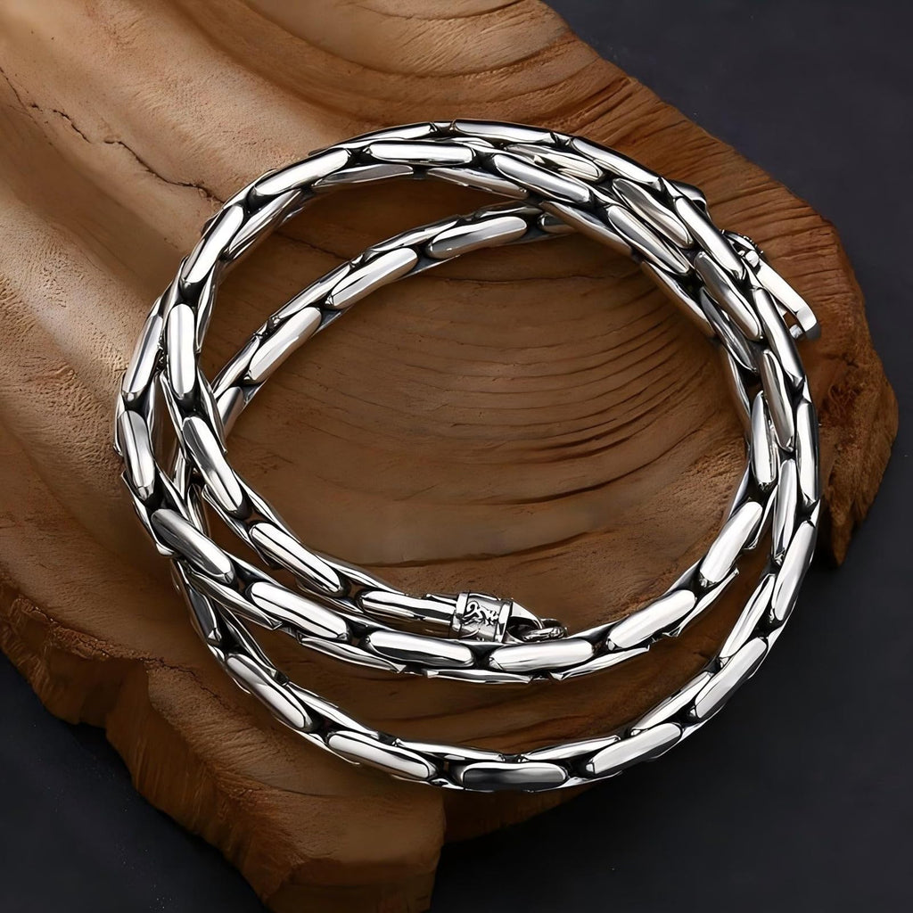 Italian Sterling Silver S925 Retro Chain Necklace for Men, Vintage Style Jewelry Gift