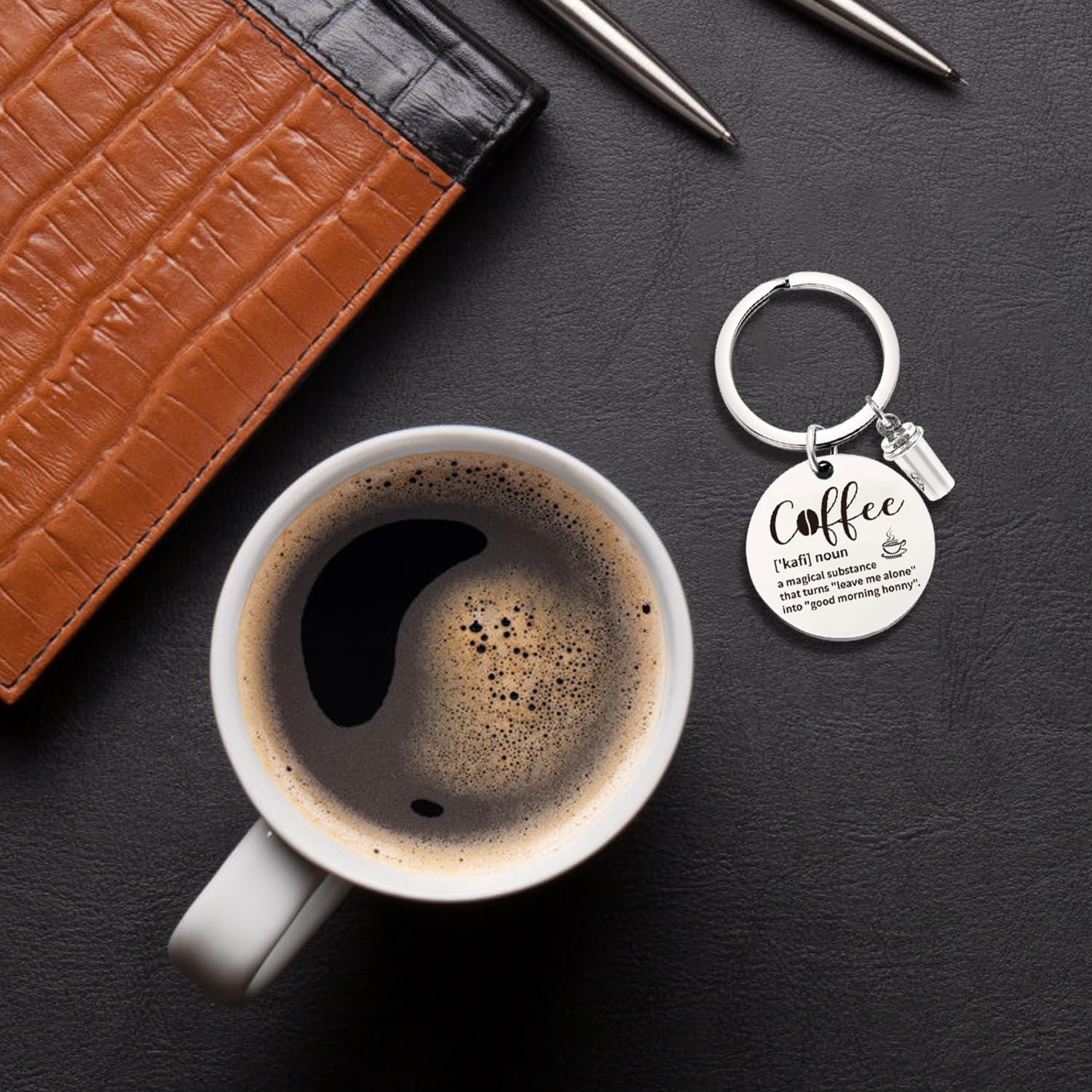 iAOVUEBY Coffee Gifts, 6PCS Coffee Gift Basket, Coffee Lover Gift Set Includes Coffee Mug Spoon Rest Holder Coffee Socks Keychain, Birthday Christmas Gift for Women Men Coffee Lover Friends