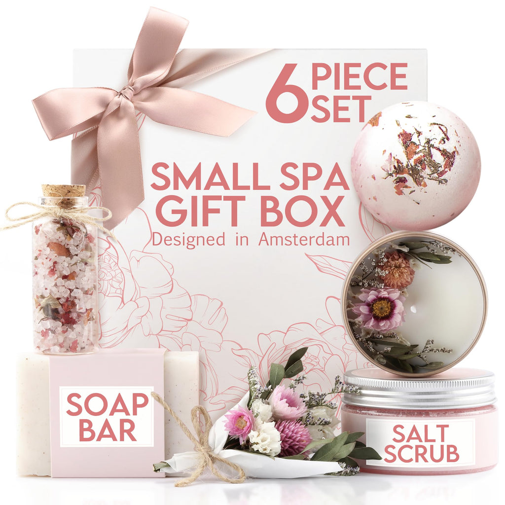 Mothers Day Spa Box for Women – Coffee Scented Candle Set with Bath Bomb & Salt Scrub, Handmade Birthday Present for Her