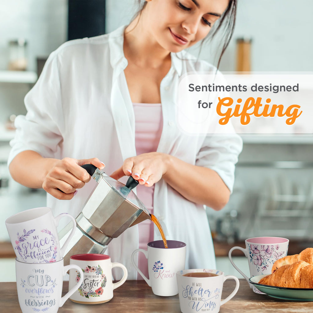 Christian Art Gifts Inspirational Ceramic Coffee & Tea Scripture Mug for Women: All Things are Possible Encouraging Bible Verse, Cute Microwave & Dishwasher Safe Drinkware, White & Pink Floral, 12 oz.