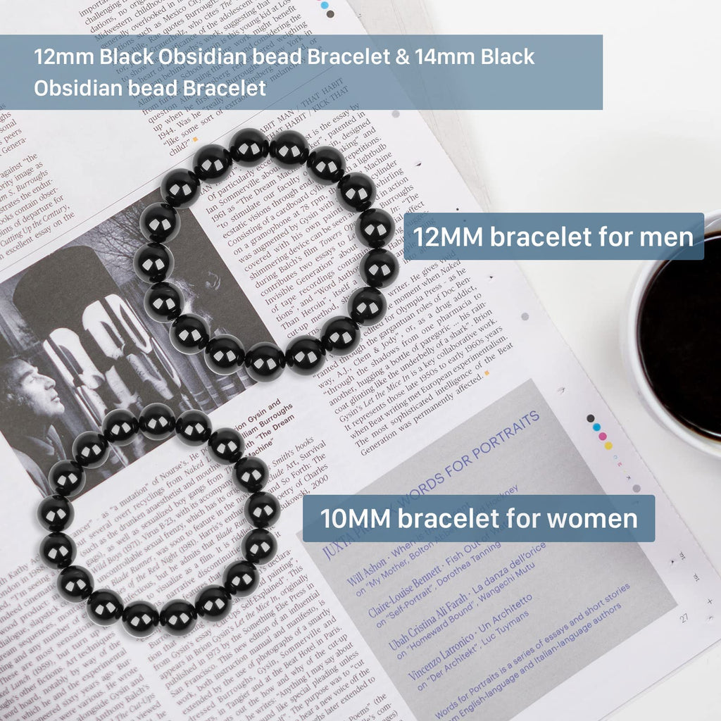 Protection Bracelet-Natural Black Obsidian bracelet for men women- Anti anxiety,Bring Good luck &Happiness Bracelet- Handmade Healing Crystal Bracelets