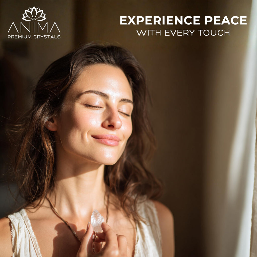 Anima Premium Protection Healing Crystals Set for Energy Shielding - Large Raw Obsidian, Black Tourmaline, Labradorite, Smoky Quartz & Selenite Bar - Wooden Gift Box and Guide Booklet Included