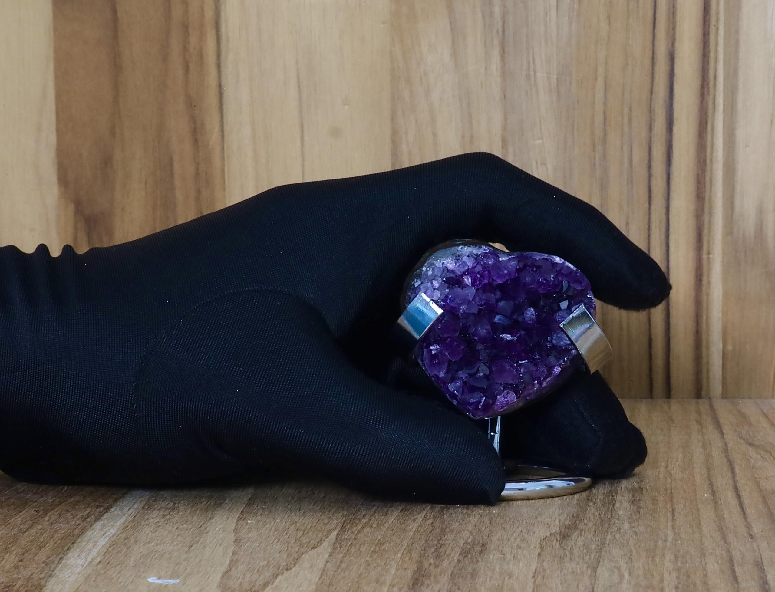 Hand-carved Amethyst Heart Cluster with Stand, Natural Raw Crystal Heart Stone 1–7 Inch tall (50g–1200g), Reiki Healing Gemstone, Love, spiritual Valentine Gift. (200-350 Grams-1.5 to 2.5" tall)