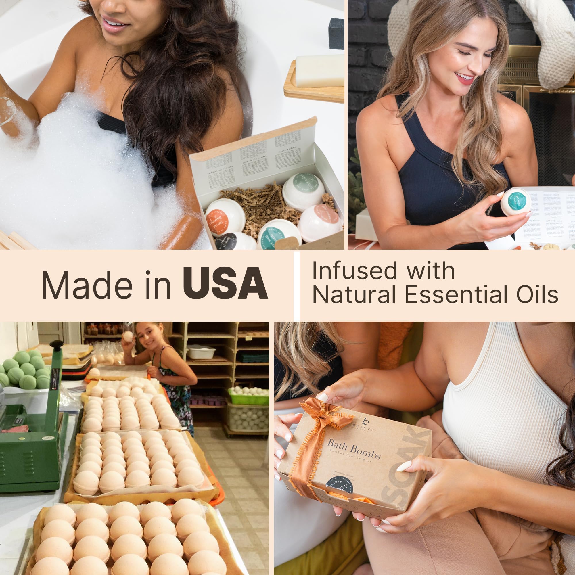 Bath Bombs Gift Set - USA Made with Organic & Natural Ingredients, Mothers Day Gifts for Mom & Wife, Relaxing Spa Gifts for Women & Men