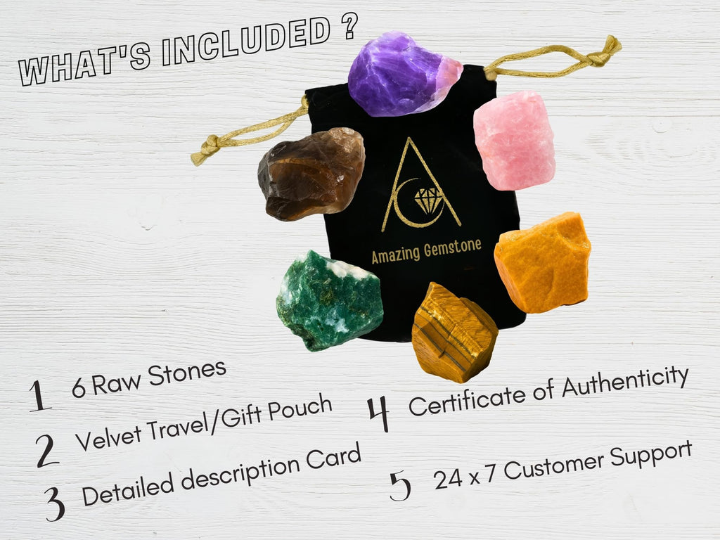 Amazing Gemstone Crystals for House Protection Manifestation, Set of 6 Amethyst, Scolecite, Shungite, Black Tourmaline, Selenite and Moss Agate Healing Crystals and Stones