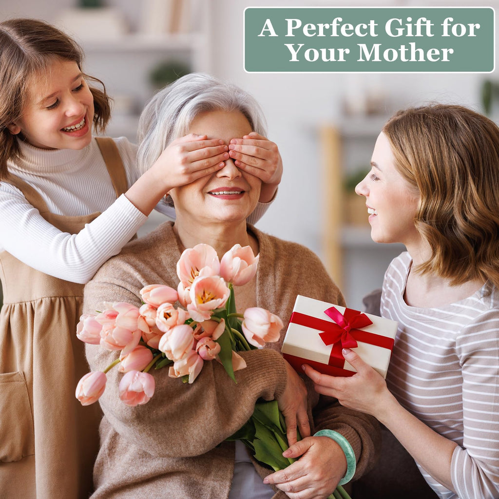 Landical 2.4'' Natural Jade Bracelet for Women Jade Bangle Bracelets with Box Good Luck Bangle Jewelry Gift for Mother