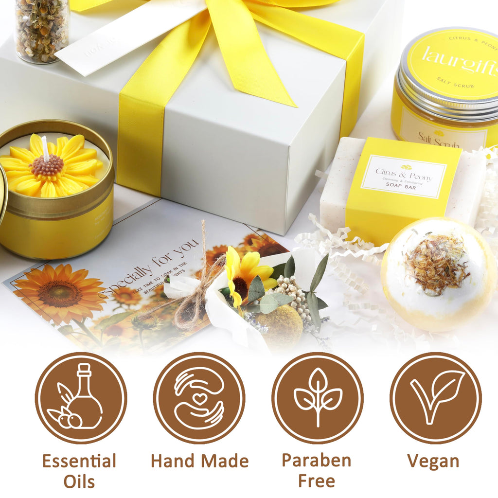 Mothers Day Spa Box for Women – Coffee Scented Candle Set with Bath Bomb & Salt Scrub, Handmade Birthday Present for Her