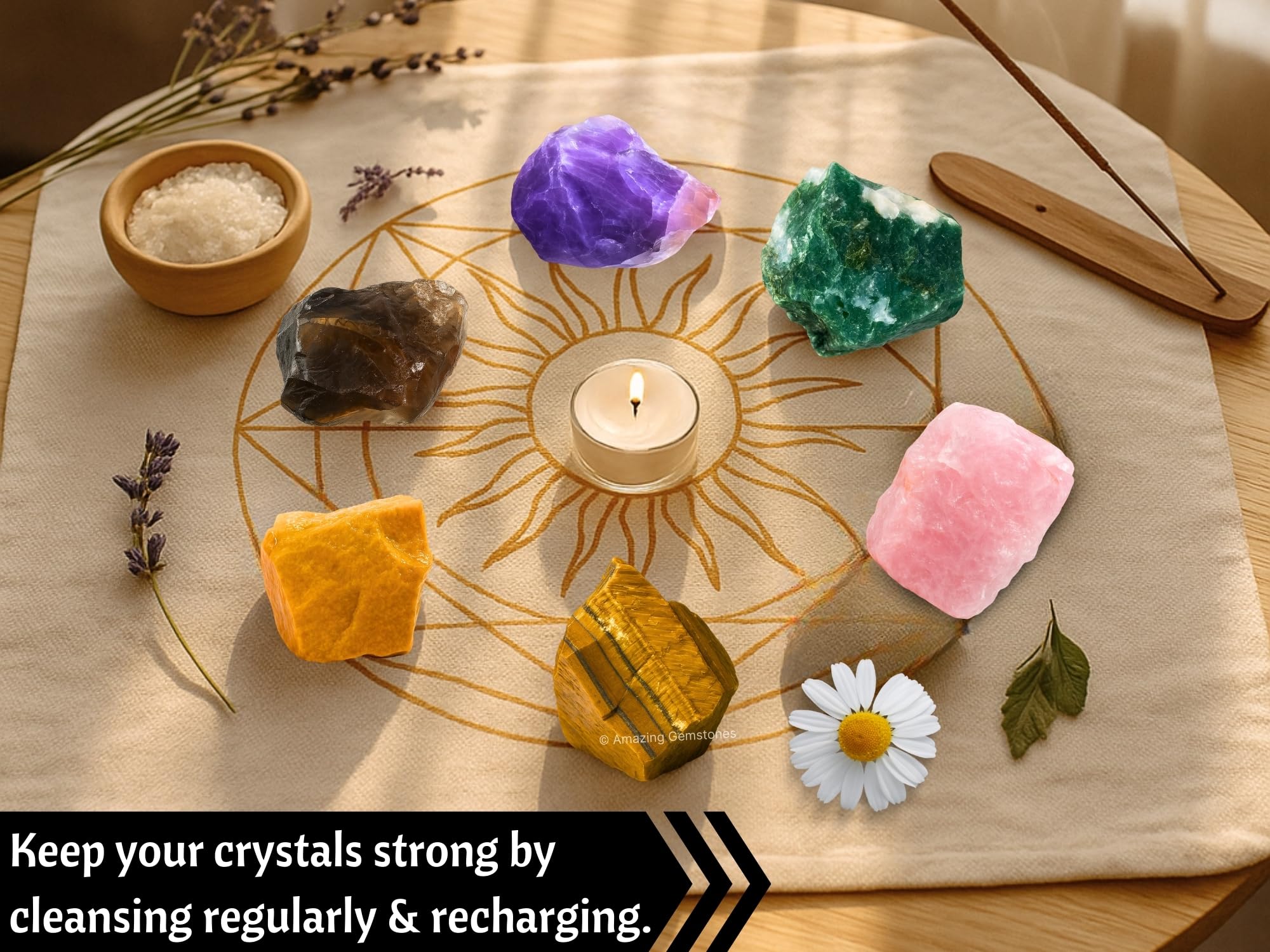 Amazing Gemstone Crystals for House Protection Manifestation, Set of 6 Amethyst, Scolecite, Shungite, Black Tourmaline, Selenite and Moss Agate Healing Crystals and Stones
