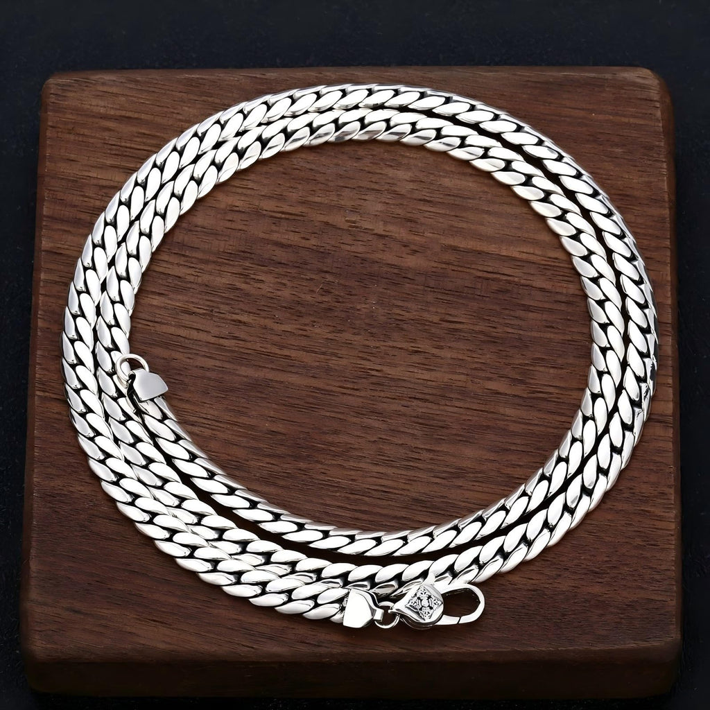 Italian Sterling Silver S925 Retro Chain Necklace for Men, Vintage Style Jewelry Gift