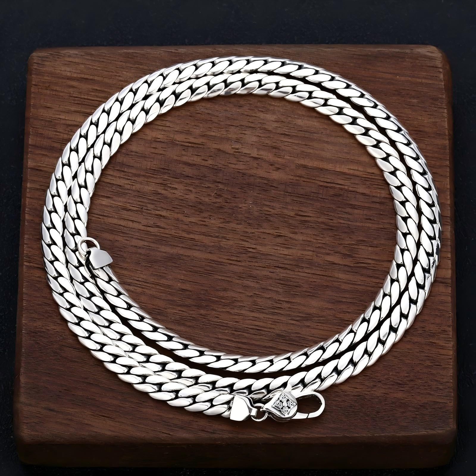 Italian Sterling Silver S925 Retro Chain Necklace for Men, Vintage Style Jewelry Gift