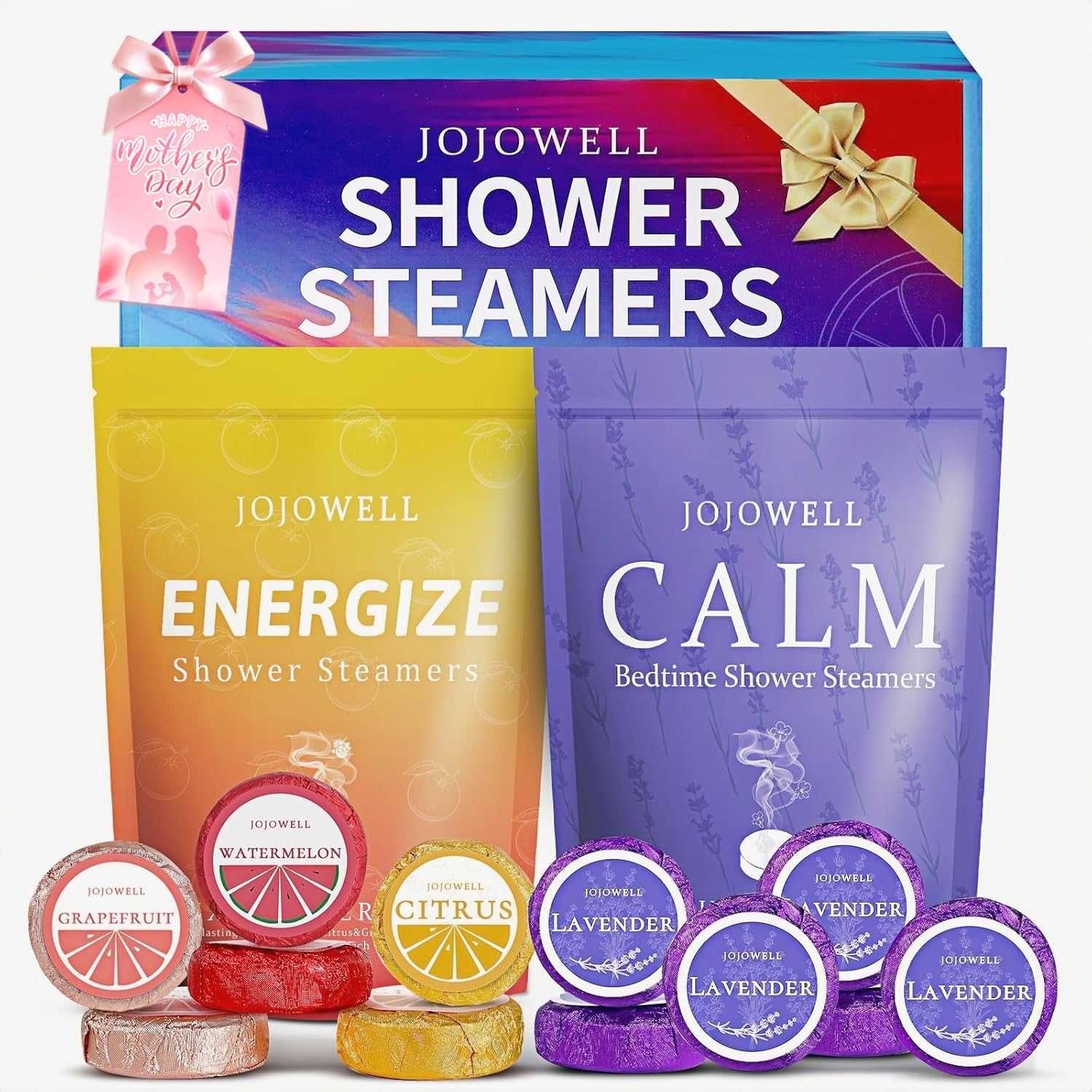 JoJowell Shower Steamers Aromatherapy - 18 Pack Birthday Gifts for Women Men, Mothers Day Gifts for Mom Wife Grandma from Daughter Son, Self Care with Natural Essential Oils Relaxation Home SPA
