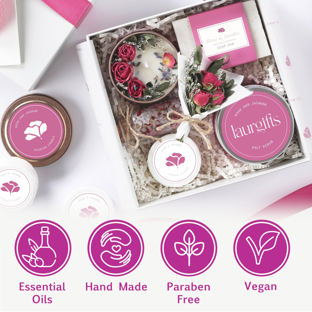 Mothers Day Spa Box for Women – Coffee Scented Candle Set with Bath Bomb & Salt Scrub, Handmade Birthday Present for Her