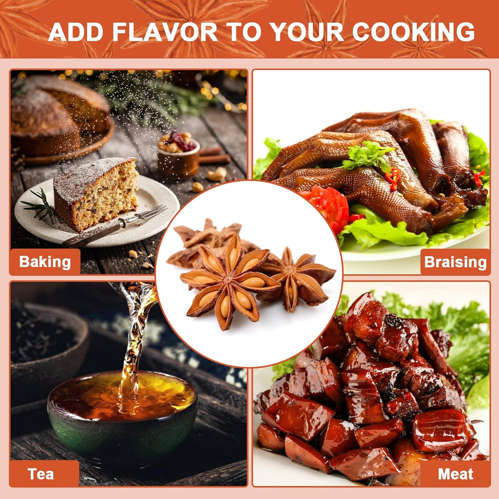 Spicefun Star Anise 7oz(200g), Chinese Star Anise Whole, Fresh, Pure and Dried Anise Pods, Great for Cooking, Baking and Tea