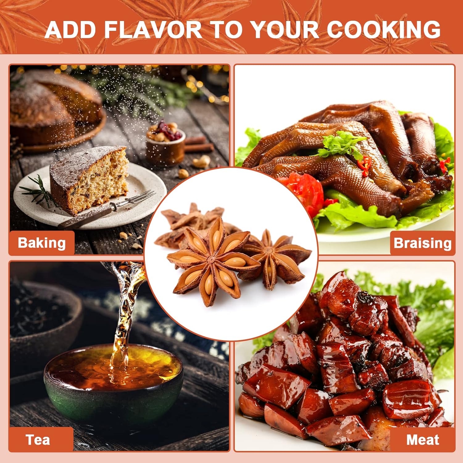 Spicefun Star Anise 7oz(200g), Chinese Star Anise Whole, Fresh, Pure and Dried Anise Pods, Great for Cooking, Baking and Tea