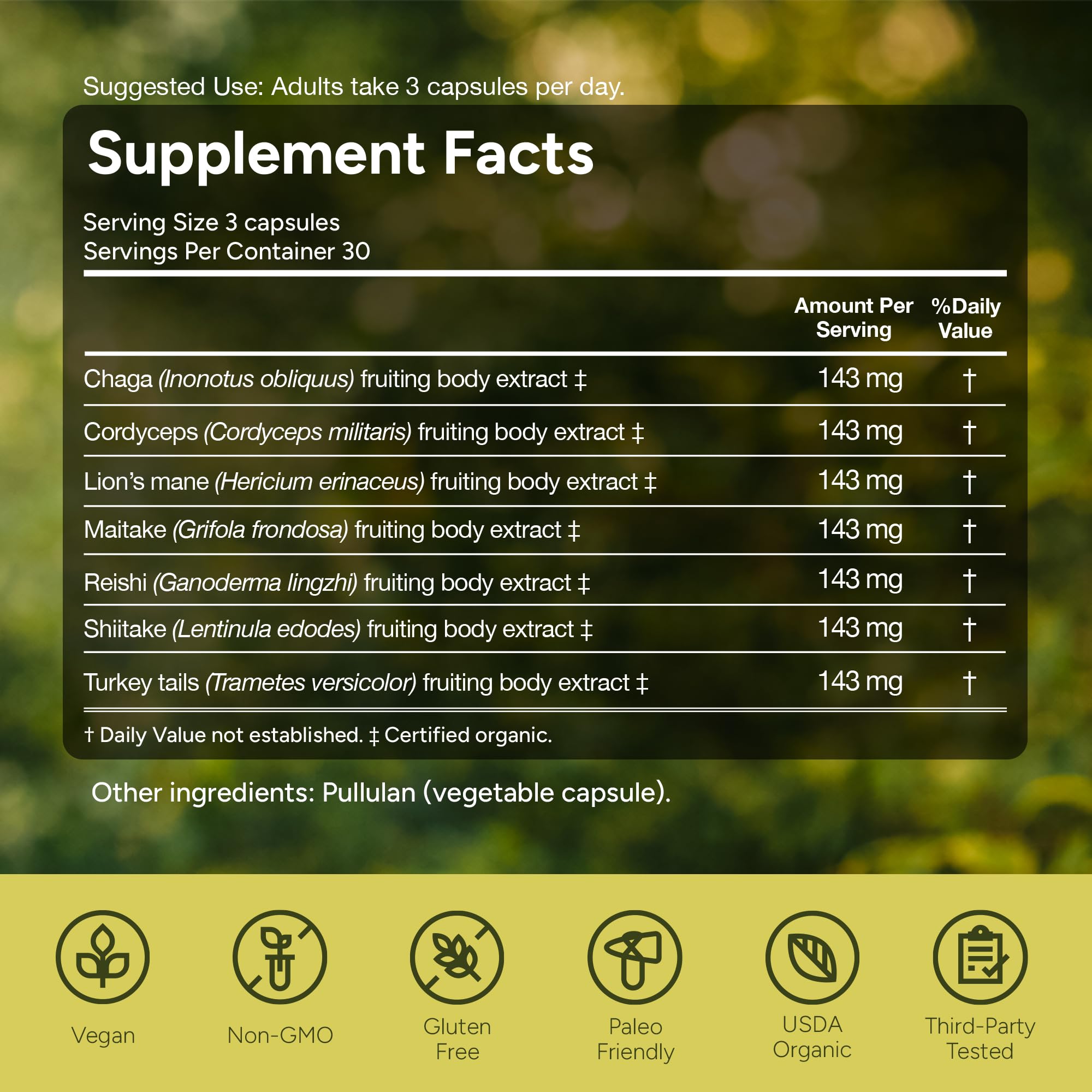 Naturealm Sacred 7 Organic Mushroom Powder Supplement | 7-Month Supply | 7-in-1 Blend with Lions Mane, Reishi, Chaga | Brain & Immune Support | 100% Fruiting Bodies for Coffee & Smoothies