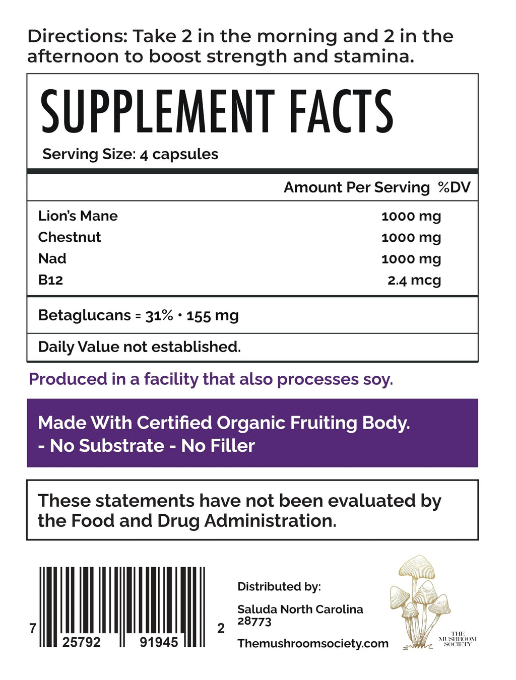Morning Rush - Lion’s Mane, Ashwagandha, Turmeric & B12 Extract Blend Supplement - Focus & Energy Support - 60 Vegan Capsules