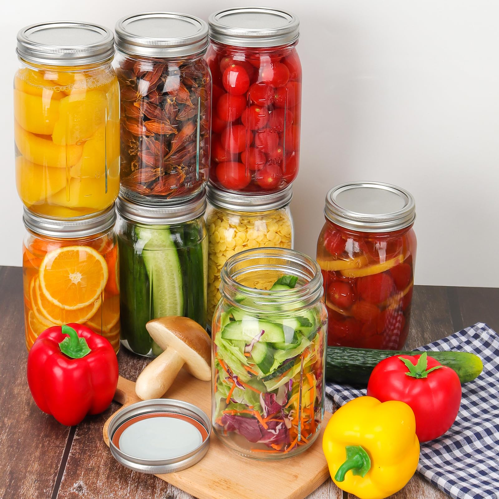 CycleMore 20 Pcs 12oz Glass Mason Jars With Silver Separable Lids, 350ml Round Canning Jars for Honey, Jam, Herb, Wedding Favor, Kitchen Storage Wide Mouth Bottles for Crafts, Meal Prep