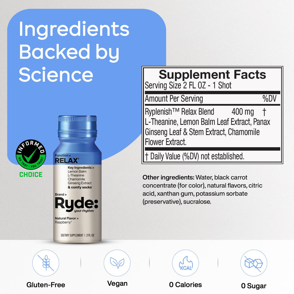 Ryde: Energize Shot | Tropical Flavor | Green Tea Caffeine, Taurine, Ginseng Extract & B Vitamins | 0 Calories, 0 Sugar | 2 FL OZ Shots | Boosts energy* (8 Pack)